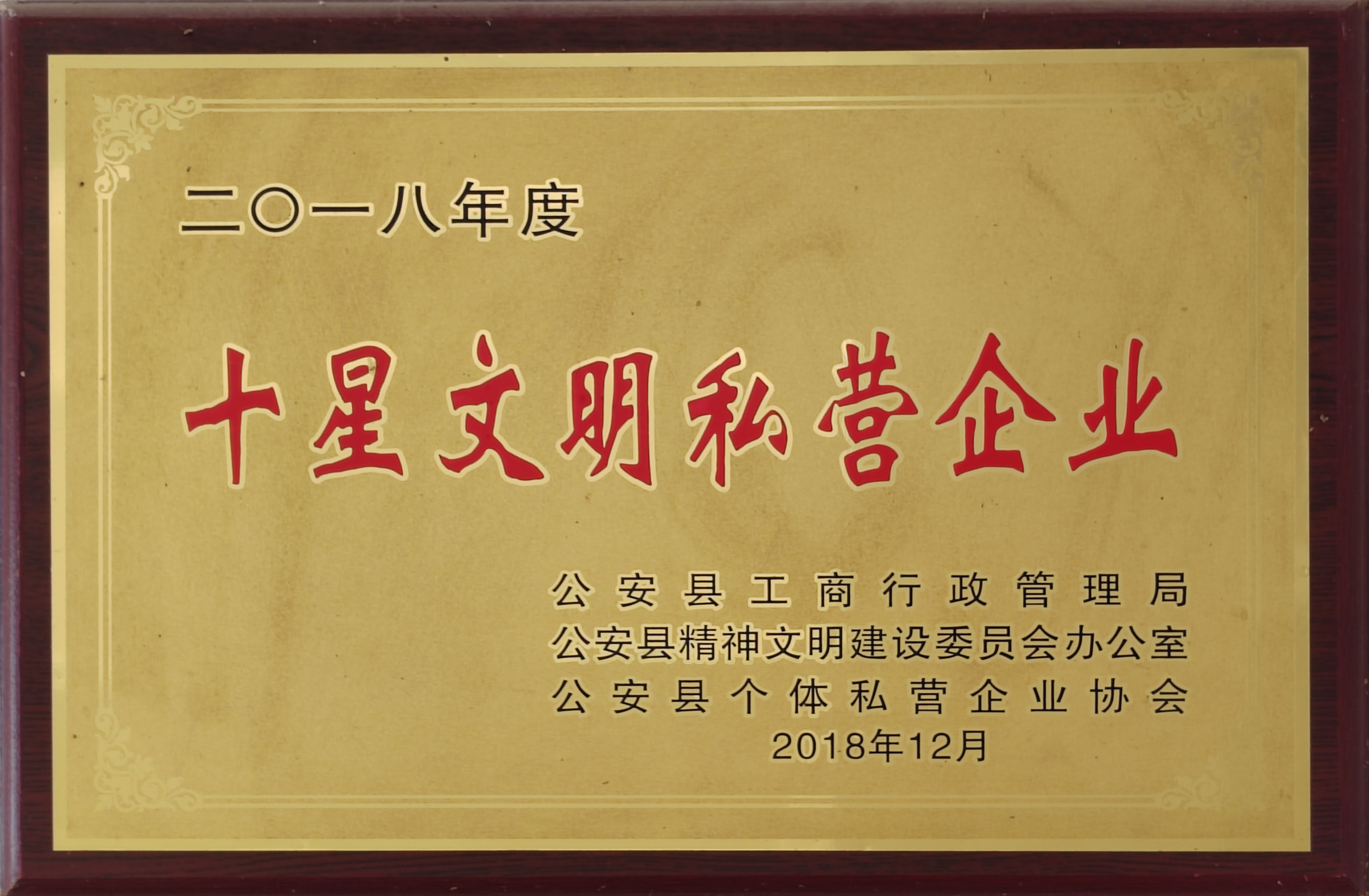 2018十星文明私营企业